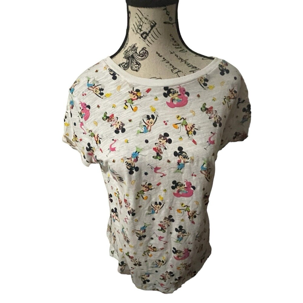Disney Parks Mickey and Minnie Scoop Neck Shirt Women’s Small Summertime Fun New - Picture 6 of 16